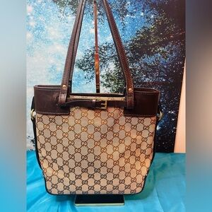 Gucci Signature Tote Brown/Tan Bag Excellent Condition COA Included EUC